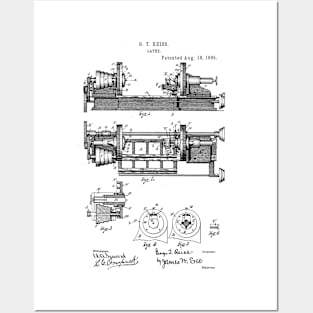 Lathe woodwork Vintage Patent Hand Drawing Funny Novelty Gift Posters and Art